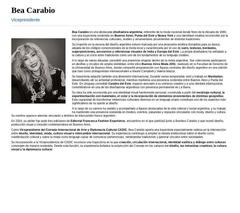 bea carabio vicepresidente cadic uniforme